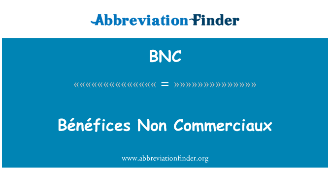 BNC: Bénéfices 非 Commerciaux