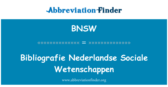 BNSW: Bibliografie डच Sociale Wetenschappen