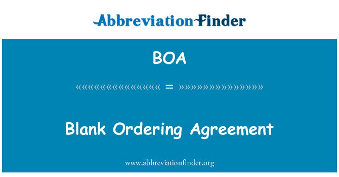BOA: Leere Ordering Agreement