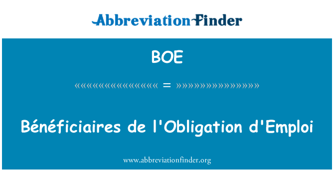 BOE: Bénéficiaires де l'Obligation d'Emploi