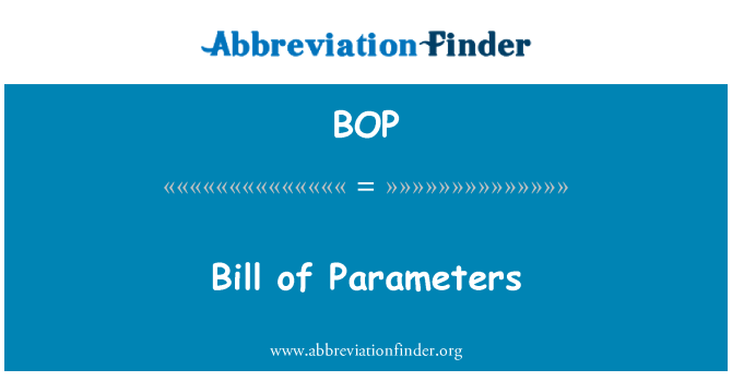 BOP: Koosluse parameetrid