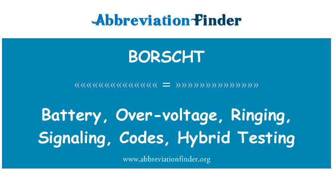 BORSCHT: Batérie, prepätiu, zvonenia, signalizácia, kódov, testovanie hybridných