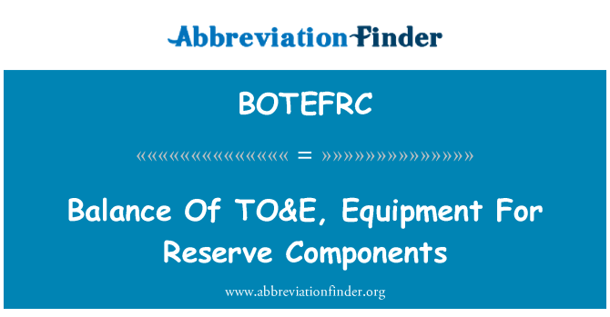 BOTEFRC: Cân bằng của để & E, thiết bị dự trữ thành phần