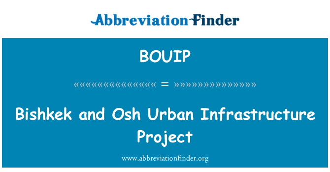 BOUIP: Projet d'Infrastructure urbaine de Bichkek et Osh