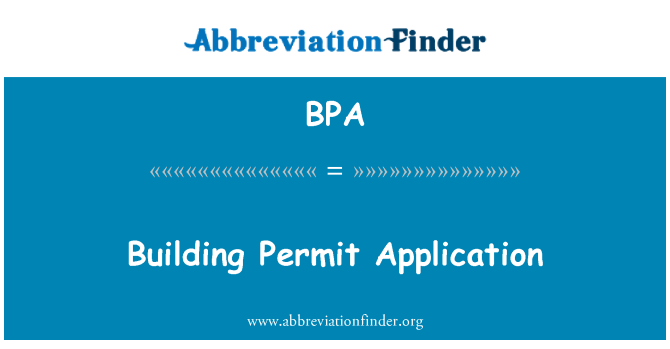 BPA: Building Permit Application