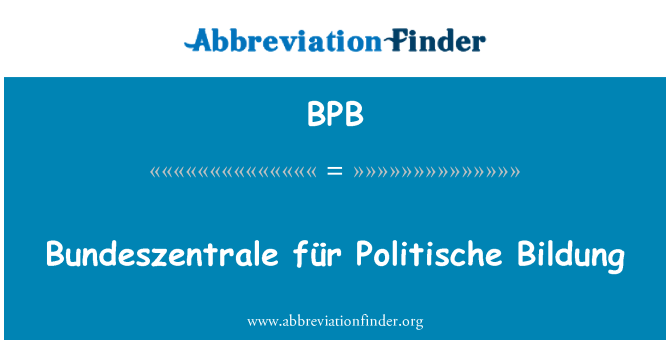 BPB: Bundeszentrale 모피 Politische Bildung