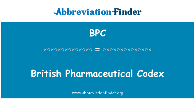 BPC: Britse farmaceutische Codex