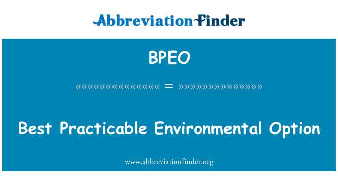 BPEO: Meyè Possible anviwònman yon opsyon