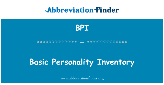 BPI: Basisvoorraad persoonlijkheid