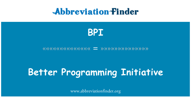 BPI: 더 나은 프로그래밍 이니셔티브