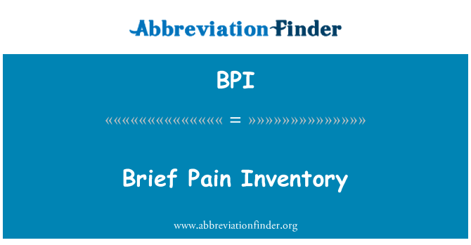 BPI: Кратко Pain инвентаризация