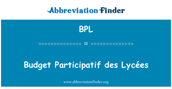 BPL: Eelarve Participatif des Lycées