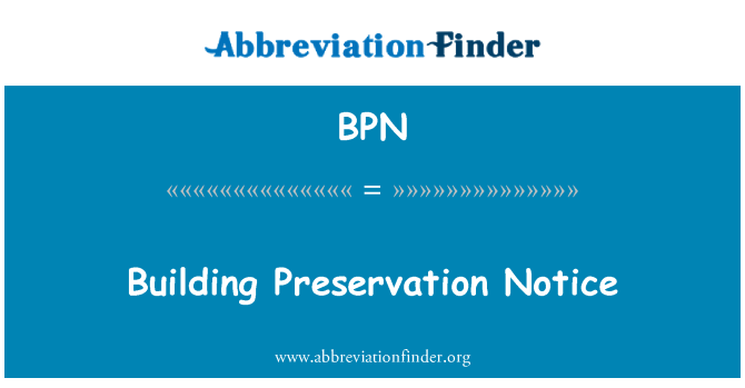 BPN: Building Preservation Notice