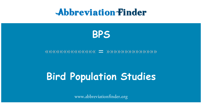 BPS: Studi di popolazione degli uccelli