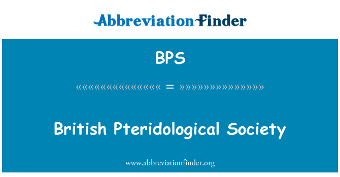 BPS: Società britannica di Pteridological