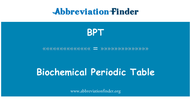 BPT: Biochimice tabelul Periodic