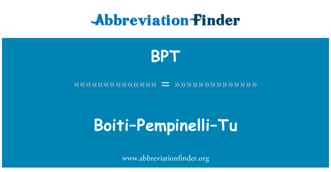BPT: Boiti-Pempinelli-Tu