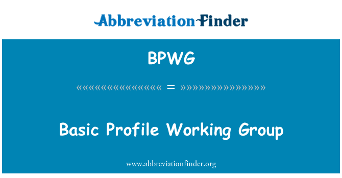 BPWG: Podstawowy profil grupy roboczej