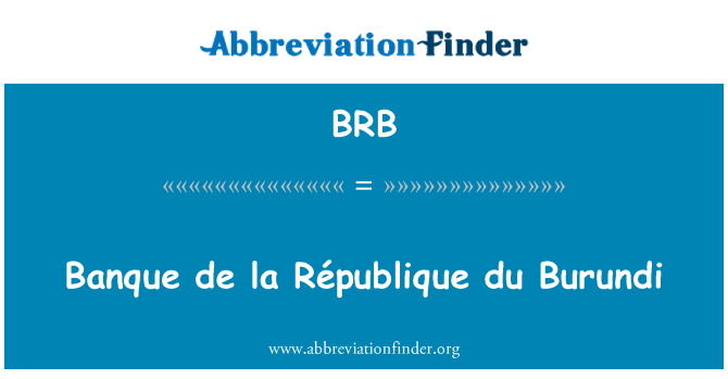 BRB: Banque د لا République du بوروندی