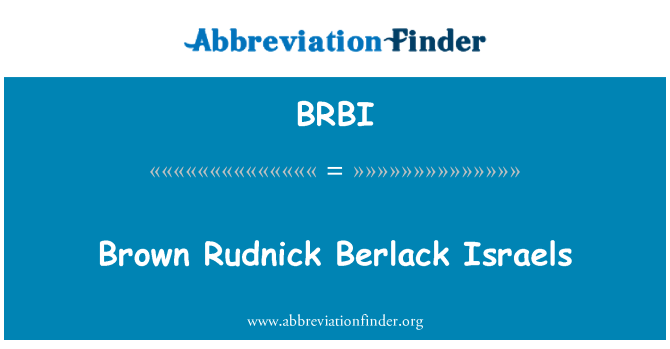 BRBI: Coklat Rudnick Berlack Israels