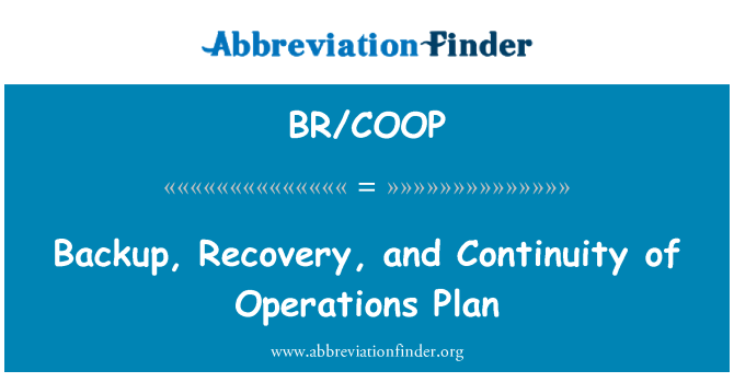 BR/COOP: Cadangan, pemulihan, dan kontinuitas rencana operasi