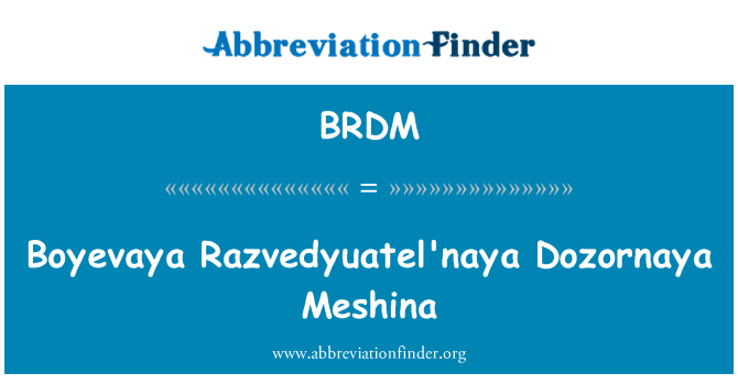 BRDM: Boyevaya Razvedyuatel'naya Dozornaya Meshina