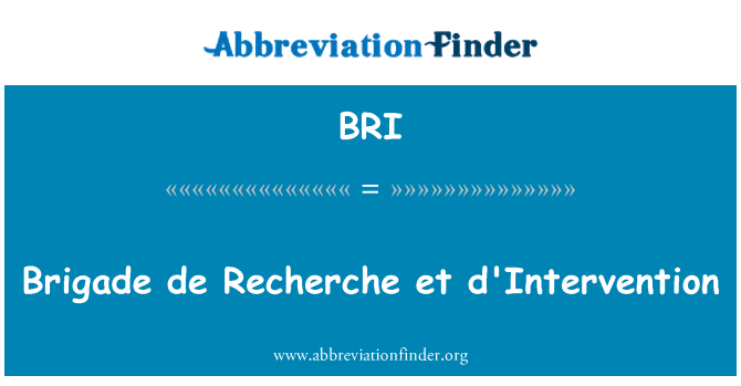 BRI: De brigada Recherche et Intervention