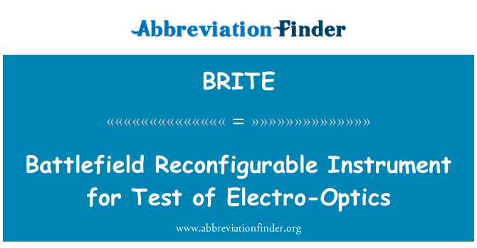 BRITE: Battlefield rekonfigurabilnih Instrument za Test Electro-Optics