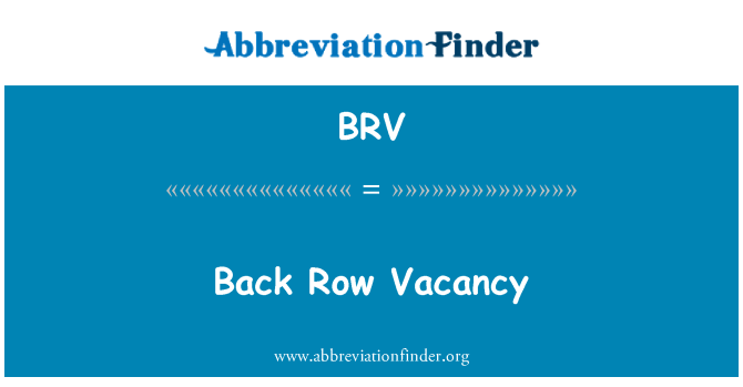 BRV: Arka sıradaki Vacancy