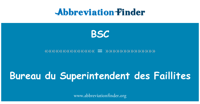 BSC: Presidiet du intendent des Faillites