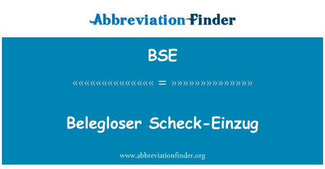 BSE: Scheck-Einzug/Belegloser