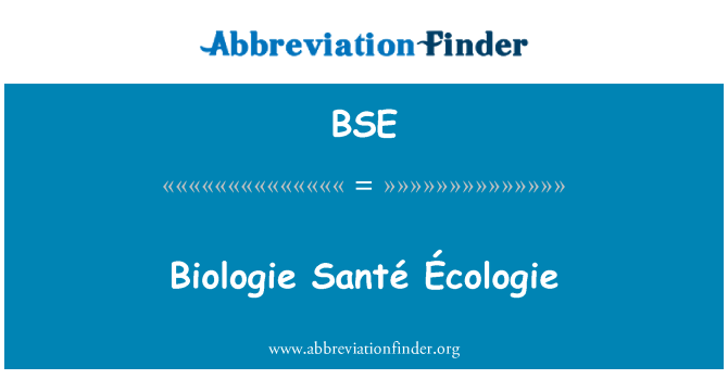 BSE: Biologie 건강 생태학