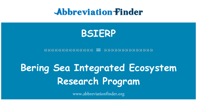 BSIERP: Beringovo morje enoten ekosistema raziskovalni Program