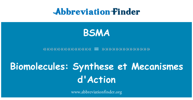 BSMA: Biomolekuly: Syntézy et Mecanismes d'Action