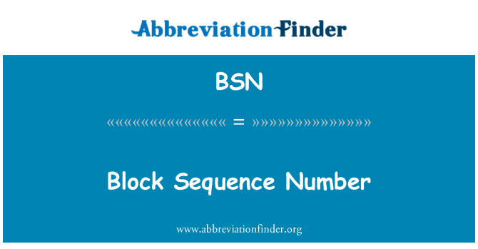 BSN: Numero di sequenza di blocco