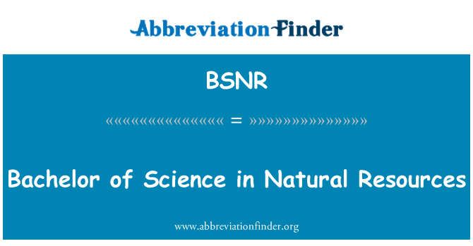 BSNR: 自然資源科學學士