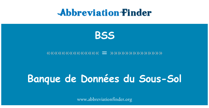 BSS: Banque de Données du Sous-Sol