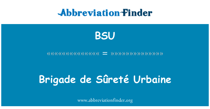 BSU: Brigade de Sûreté Urbaine