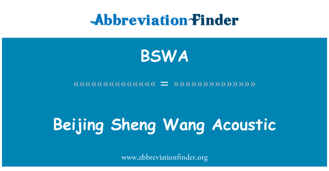 BSWA: Beijing Sheng Wang akustik