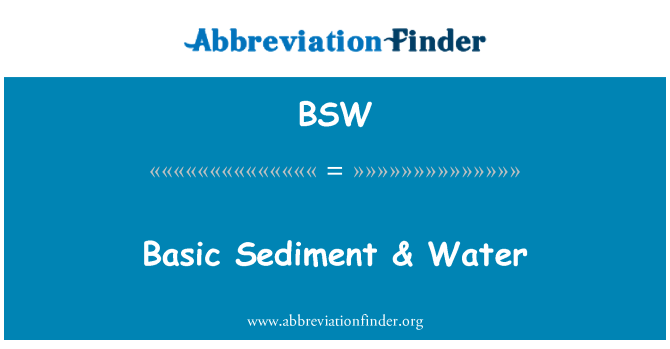 BSW: Fundamentele Sediment & Water