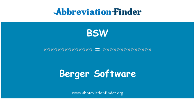 BSW: Berger सॉफ्टवेयर