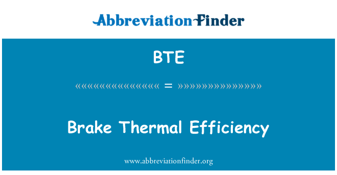 BTE: Спирачка топлинна ефективност