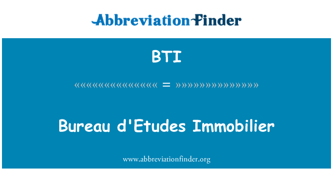 BTI: Bureau d ' Etudes Immobilier