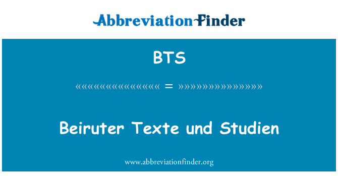 BTS: Beiruter Texte und Studien