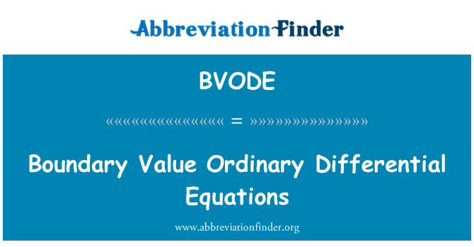 BVODE: Valeur limite des équations différentielles ordinaires