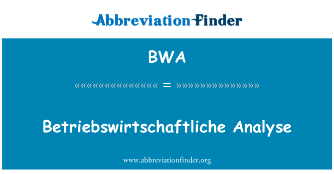 BWA: Betriebswirtschaftliche analizirati