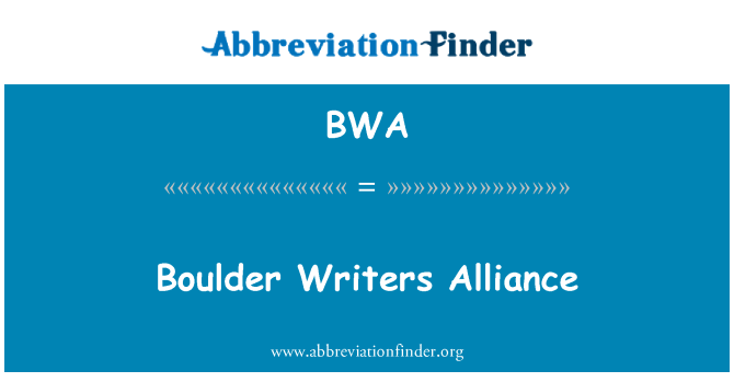 BWA: Boulder kirjailijoita Alliance