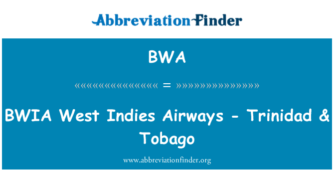 BWA: BWIA tal-punent Indies Airways - Trinidad & Tobago