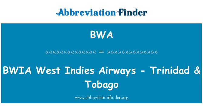 BWA: BWIA ایرویز غرب هند - ترینیداد & توباگو