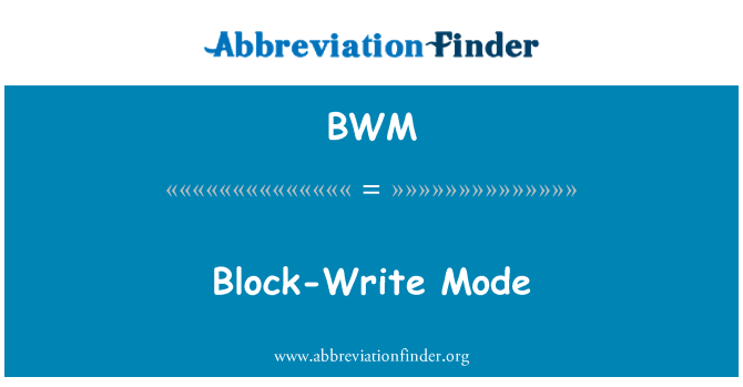 BWM: 块写入模式